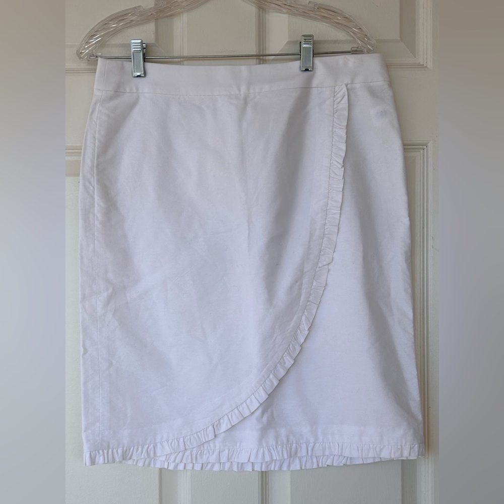 J. Crew Faux Wrap Ruffle Edge Cotton Skirt Size 8